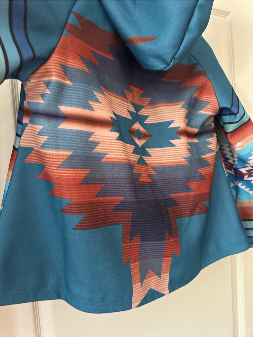 Turquoise Aztec Pattern Toggle Jacket - Picture 7 of 13